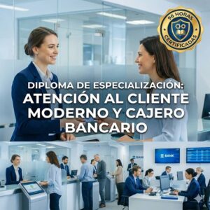 Diploma de especialización Atención al Cliente Moderno y Cajero Bancario 96 horas - Grupo ESCADE capacitación financiera y comercial.